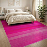 Pink Vibrant Pink Gradient Striped Area Rug