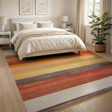Warm Orange Striped Area Rug