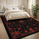Red Spider Web Gothic Area Rug