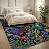 Ornate Persian Iris Floral Area Rug