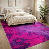 Vibrant Pink Purple Abstract Floral Rug
