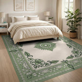 Ornate Green Persian Medallion Green Rug