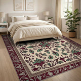 Teal Maroon Floral Persian Area Rug