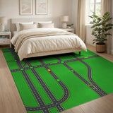 Kids Cartoon City Roads Traffic Map Area Rug