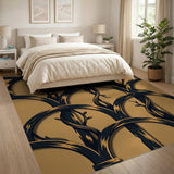 Distressed Black Vine Arches Beige Area Rug