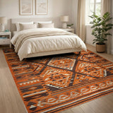 Burnt Orange Diamond Geometric Southwestern Rug