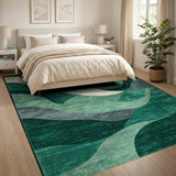 Abstract Green Wave Green Area Rug
