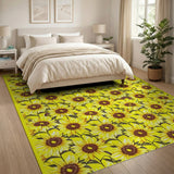 Yellow Floral Vintage Vibrant Yellow Sunflower Area Rug