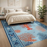 Lobster Coral Reef Coastal Area Rug