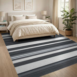 Bold Black White Striped Geometric No. 2 Area Rug