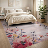 Blush Pink Blush Peony Floral Vintage Area Rug