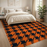 Orange Bold Orange Black Houndstooth Area Rug