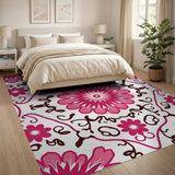 Pink Floral Swirl Vintage Area Rug