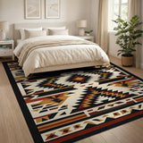 ODIKA Southwestern Tribal Washable Area Rug - Low Pile Non-Slip Geometric Carpet