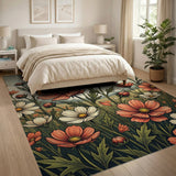 Vintage Orange Cosmos Floral Area Rug