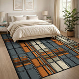 Geometric Modern Bold Orange Grid Geometric Area Rug