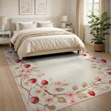 Pink Strawberry Floral Area Rug