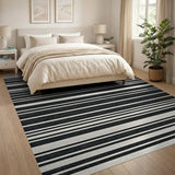 Geometric Modern Bold Striped Woven Bold Black White Striped Woven Area Rug