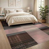 Pink Black Geometric Dot Patchwork Rug