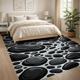 Black Pebble River Stream Area Rug