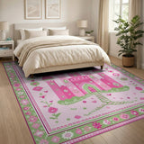 Pink Princess Castle Kids Area Rug