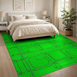 ODIKA Modern Neon Green Geometric Washable Rug - Low Pile & Non-Slip