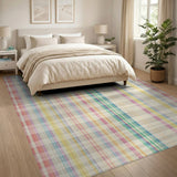 Pastel Plaid Washable Area Rug