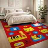 Playful Cartoon Cats ABC Kids Area Rug
