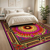 Vibrant Pink Sunburst Persian Area Rug