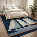 Navy Sailboat Nautical Area Rug