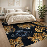 Fierce Leopard Panther Pattern Area Rug