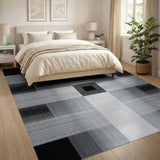 Black White Geometric Grid No. 7 Area Rug