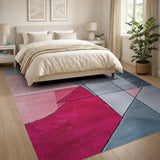 Modern Geometric Pink Grey Area Rug