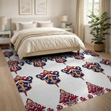 Ornate Red Blue Heritage Tribal Shield Rug