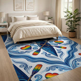 Rainbow Kayak Wave Area Rug