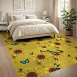 Sunflower Butterfly Yellow Floral Rug