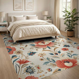 Ornate Pink Floral Vintage Area Rug