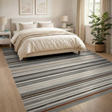 Horizontal Striped Grey Area Rug