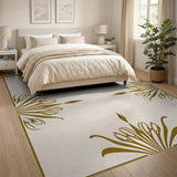 Ornate Gold Floral Beige Area Rug