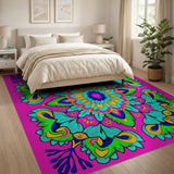Multi-color and Patterns Vibrant Pink Boho Mandala Area Rug