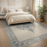 Ornate Gray Medallion Beige Area Rug