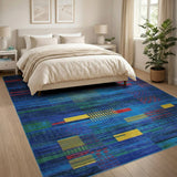 Blue and Teal Abstract Blue Teal Geometric Abstract Area Rug
