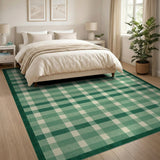 Rustic Farmhouse Rustic Green Plaid Check Area Rug