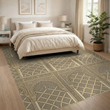 Gold Arched Lattice Moroccan Area Rug