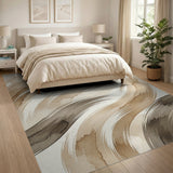 Sweeping Beige Brushstroke Abstract Area Rug