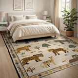 Beige Heritage Tribal Safari Animals Rug