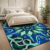 Blue Teal Persian Starburst Area Rug