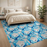 Faceted Blue Teal Crystal Geometric Rug