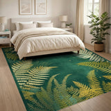 Golden Ferns on Emerald Area Rug