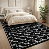 Geometric Modern Bold Black White Geometric Interlock Area Rug